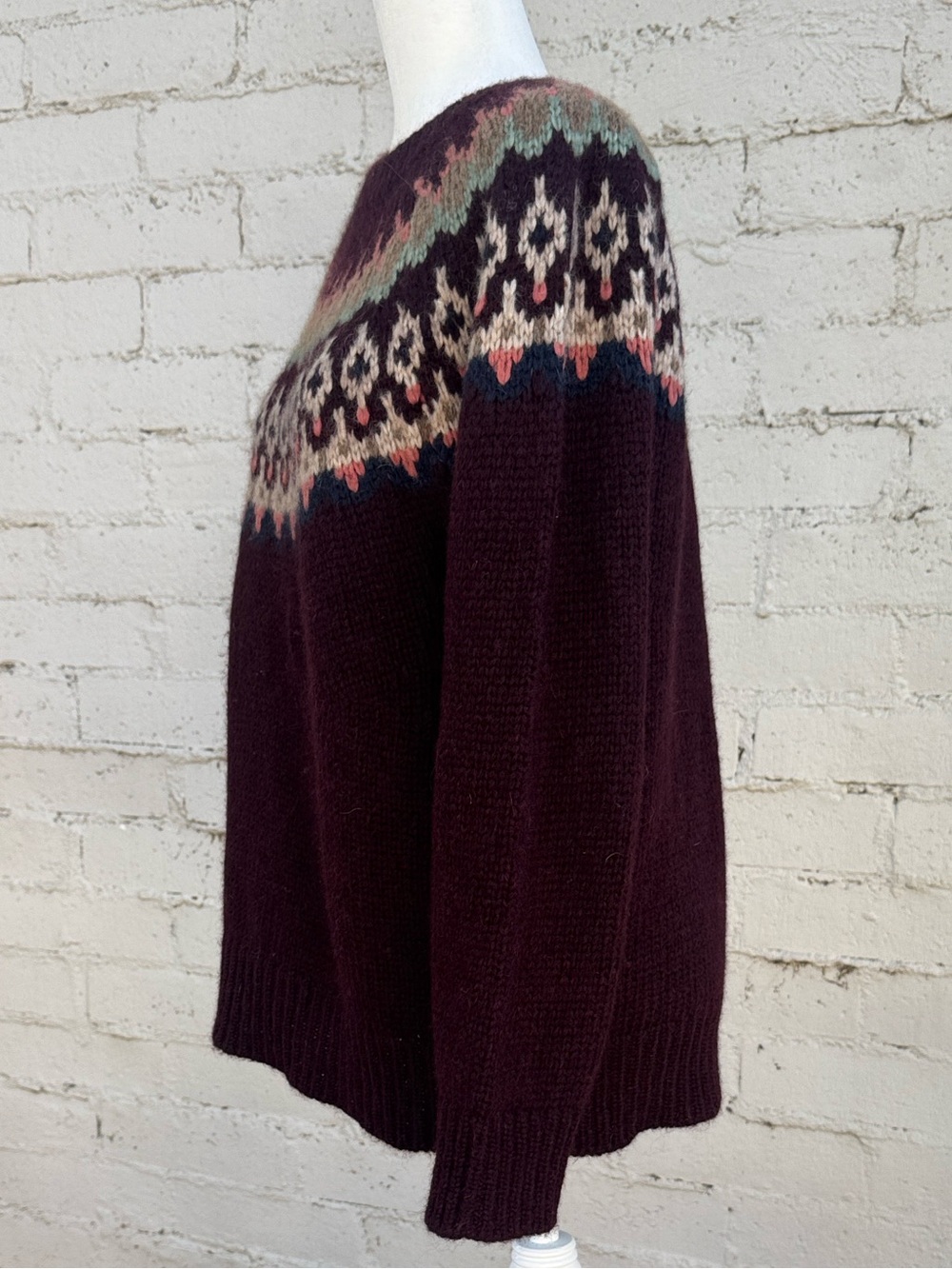 TOAST Alpaca Cotton Wool Patterned Yoke Fair Isle Sweater Size M - Picture 4 of 13
